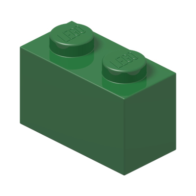 BRICK 1X2 · Dark Green (réf. BrickLink Green)