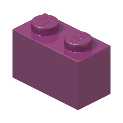 BRICK 1X2 · Bright Reddish Violet (réf. BrickLink Magenta)