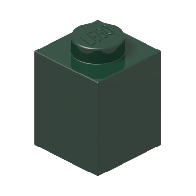 BRICK 1X1 · Earth Green (réf. BrickLink Dark Green)