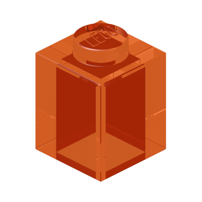 BRICK 1X1 · Tr. Bright Orange (réf. BrickLink Trans-Orange)