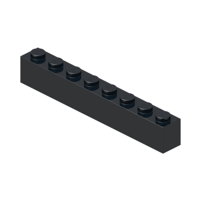BRICK 1X8 · Black (réf. BrickLink Black)