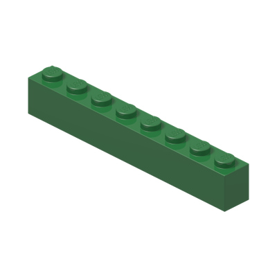 BRICK 1X8 · Dark Green (réf. BrickLink Green)