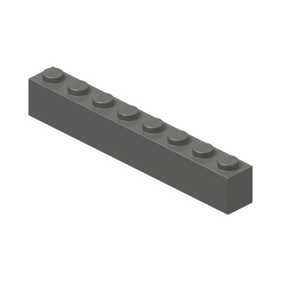 BRICK 1X8 · Dark Stone Grey (réf. BrickLink Dark Bluish Gray)
