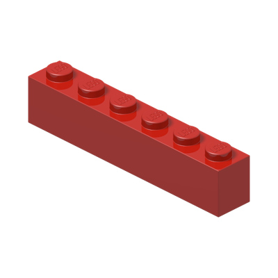 BRICK 1X6 · Bright Red (réf. BrickLink Red)
