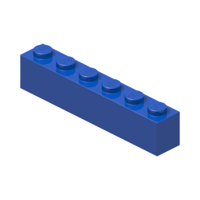 BRICK 1X6 · Bright Blue (réf. BrickLink Blue)