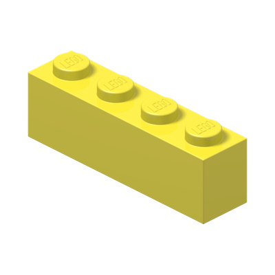 BRICK 1X4 · Cool Yellow (réf. BrickLink Bright Light Yellow)