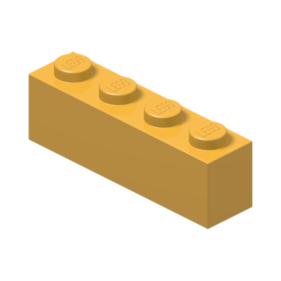 BRICK 1X4 · Flame Yellowish Orange (réf. BrickLink Bright Light Orange)