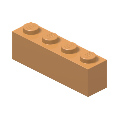 BRICK 1X4 · Medium Nougat (réf. BrickLink Medium Nougat)