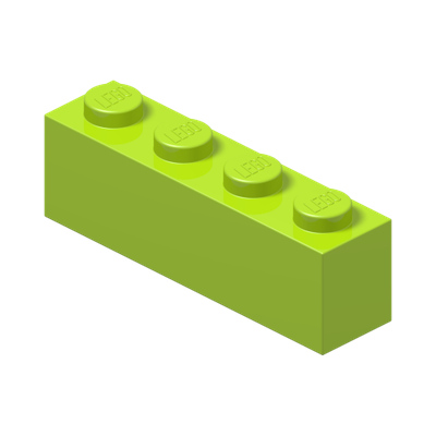 BRICK 1X4 · Bright Yellowish Green (réf. BrickLink Lime)
