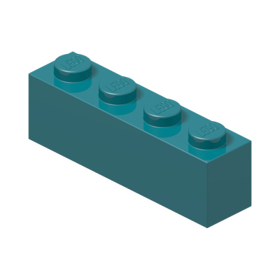 BRICK 1X4 · Bright Bluish Green (réf. BrickLink Dark Turquoise)