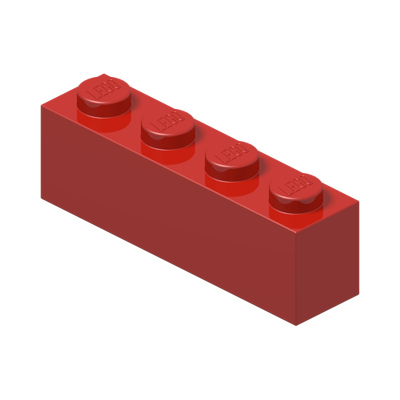BRICK 1X4 · Bright Red (réf. BrickLink Red)