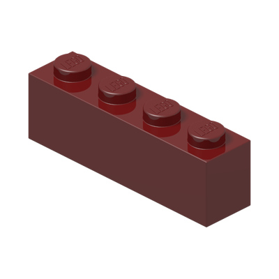 BRICK 1X4 · New Dark Red (réf. BrickLink Dark Red)
