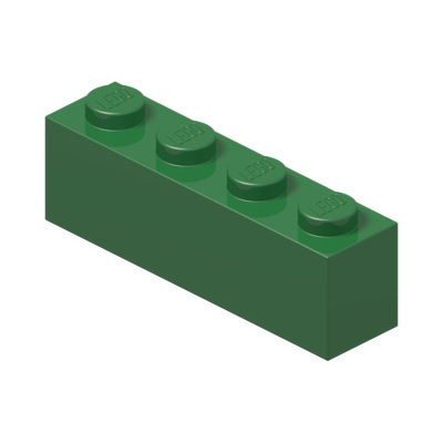 BRICK 1X4 · Dark Green (réf. BrickLink Green)