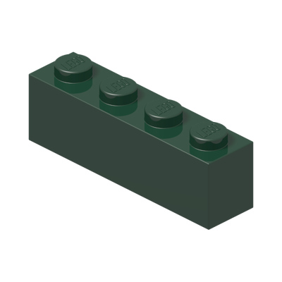 BRICK 1X4 · Earth Green (réf. BrickLink Dark Green)