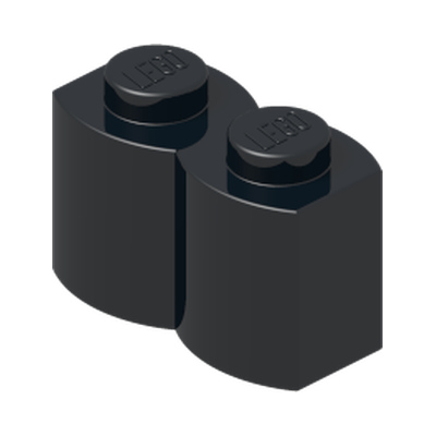 PALISADE BRICK 1X2 · Black (réf. BrickLink Black)