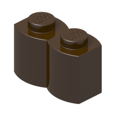 PALISADE BRICK 1X2 · Dark Brown (réf. BrickLink Dark Brown)