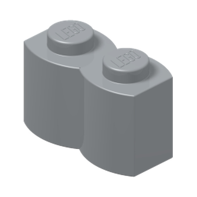 PALISADE BRICK 1X2 · Medium Stone Grey (réf. BrickLink Light Bluish Gray)