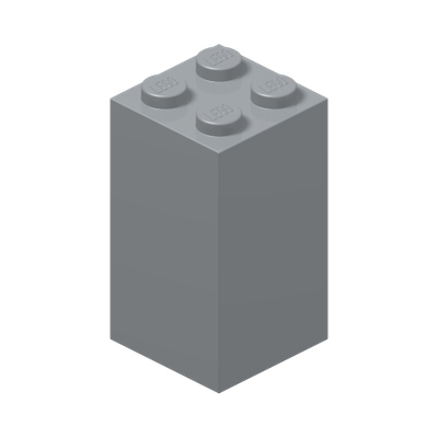 BRICK 2X2X3 · Medium Stone Grey (réf. BrickLink Light Bluish Gray)