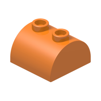 Slope, Curved 2 x 2 Double with 2 Hollow Studs · Bright Orange (réf. BrickLink Orange)
