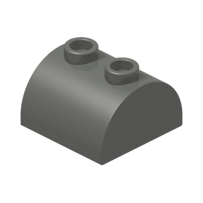 BRICK 2X2 W. BOW AND KNOBS · Dark Stone Grey (réf. BrickLink Dark Bluish Gray)