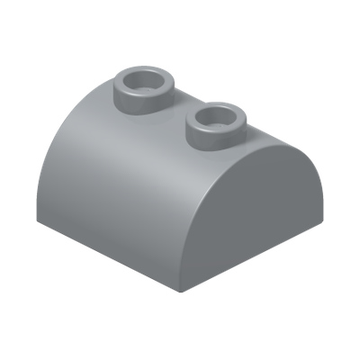 BRICK 2X2 W. BOW AND KNOBS · Medium Stone Grey (réf. BrickLink Light Bluish Gray)