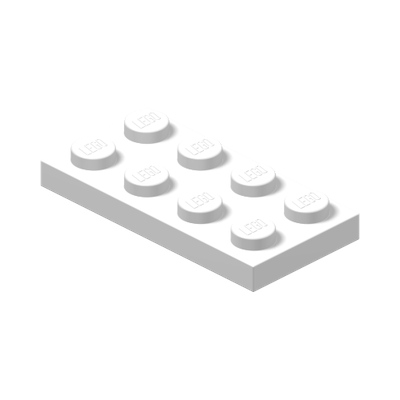 PLATE 2X4 · LEGO 302001 (réf. BrickLink 3020) · White (réf. BrickLink White)