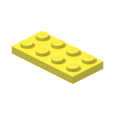 PLATE 2X4 · Cool Yellow (réf. BrickLink Bright Light Yellow)