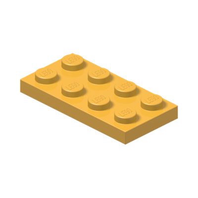 PLATE 2X4 · Flame Yellowish Orange (réf. BrickLink Bright Light Orange)