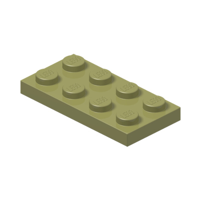 PLATE 2X4 · Olive Green (réf. BrickLink Olive Green)