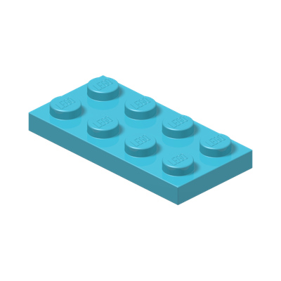 PLATE 2X4 · Medium Azur (réf. BrickLink Medium Azure)