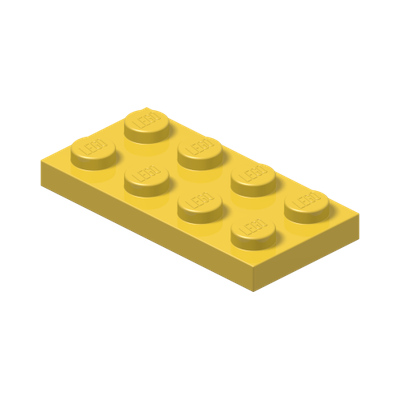 PLATE 2X4 · Bright Yellow (réf. BrickLink Yellow)