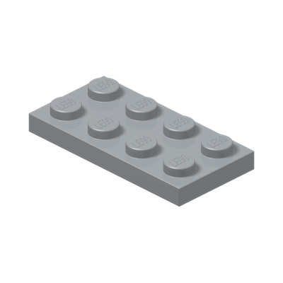 PLATE 2X4 · Medium Stone Grey (réf. BrickLink Light Bluish Gray)