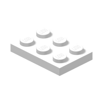 PLATE 2X3 · LEGO 302101 (réf. BrickLink 3021) · White (réf. BrickLink White)