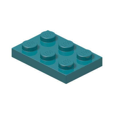 PLATE 2X3 · Bright Bluish Green (réf. BrickLink Dark Turquoise)