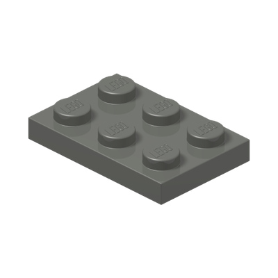 PLATE 2X3 · Dark Stone Grey (réf. BrickLink Dark Bluish Gray)