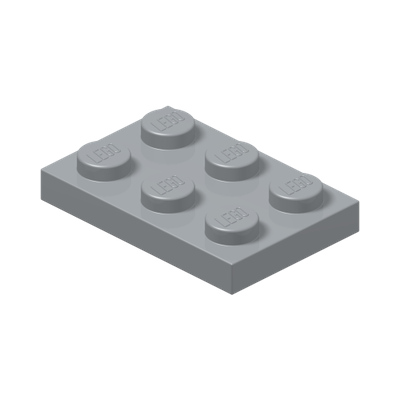 PLATE 2X3 · Medium Stone Grey (réf. BrickLink Light Bluish Gray)