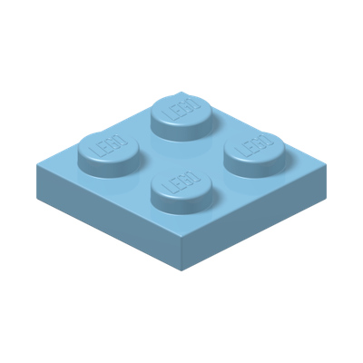 PLATE 2X2 · Light Royal Blue (réf. BrickLink Bright Light Blue)