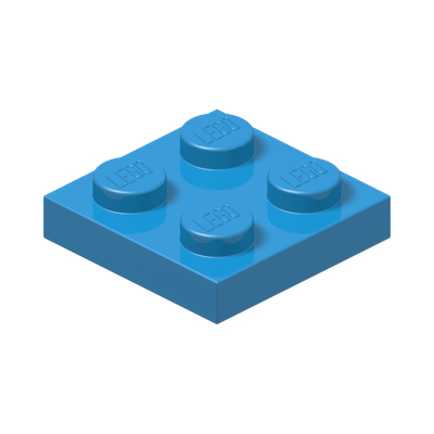 PLATE 2X2 · Dark Azur (réf. BrickLink Dark Azure)