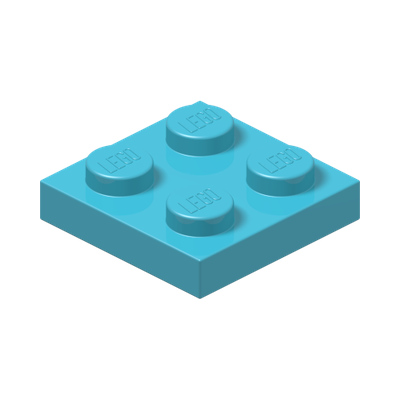 PLATE 2X2 · Medium Azur (réf. BrickLink Medium Azure)