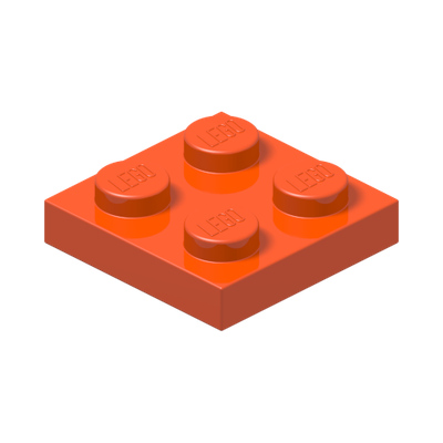 Plate 2 x 2 · Reddish Orange (réf. BrickLink Reddish Orange)
