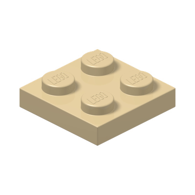 PLATE 2X2 · Brick Yellow (réf. BrickLink Tan)