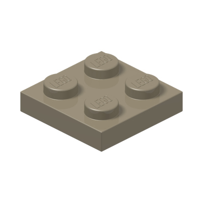 PLATE 2X2 · Sand Yellow (réf. BrickLink Dark Tan)