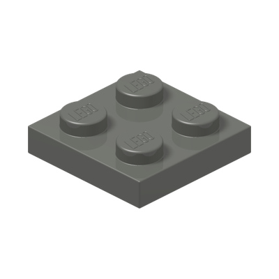 PLATE 2X2 · Dark Stone Grey (réf. BrickLink Dark Bluish Gray)
