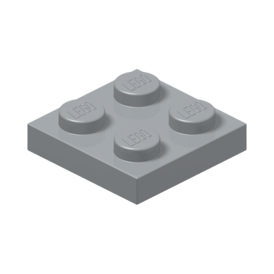 PLATE 2X2 · Medium Stone Grey (réf. BrickLink Light Bluish Gray)