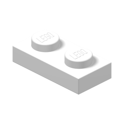PLATE 1X2 · LEGO 302301 (réf. BrickLink 3023) · White (réf. BrickLink White)