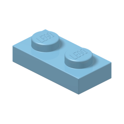 PLATE 1X2 · Light Royal Blue (réf. BrickLink Bright Light Blue)