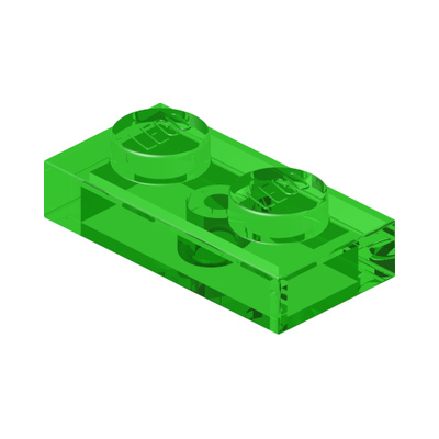 PLATE 1X2 · Tr. Bright Green (réf. BrickLink Trans-Bright Green)
