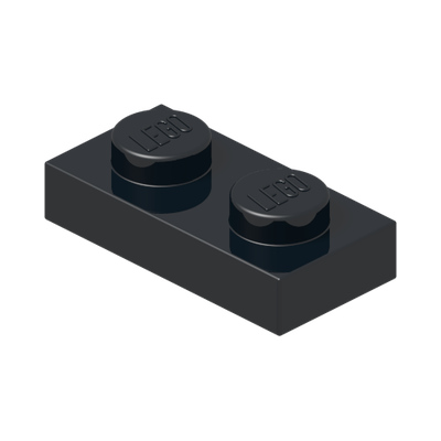PLATE 1X2 · Black (réf. BrickLink Black)