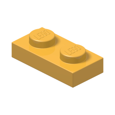 PLATE 1X2 · Flame Yellowish Orange (réf. BrickLink Bright Light Orange)