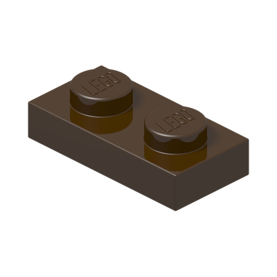 PLATE 1X2 · Dark Brown (réf. BrickLink Dark Brown)